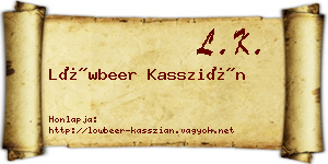 Löwbeer Kasszián névjegykártya